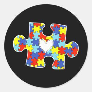 Autisme Mam Hart Puzzel Stuk Autisme Awareness Tea Ronde Sticker