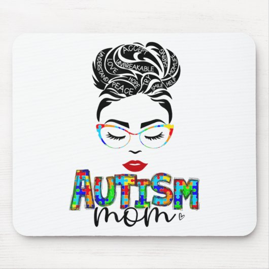 autisme mam - kindermessy - bun - bewustzijn april muismat (Voorkant)