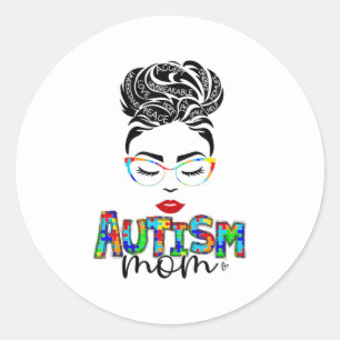 autisme mam - kindermessy - bun - bewustzijn april ronde sticker