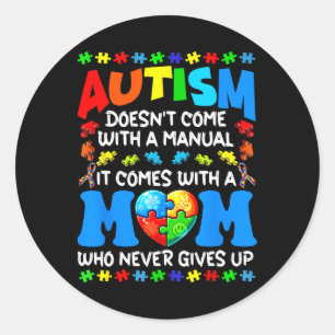 Autisme mam komt niet met een handboek vrouwensaut ronde sticker