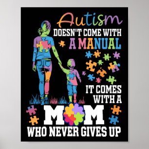 Autisme Mam komt niet met een handmatige autisme-k Poster