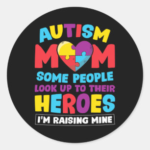 Autisme mam Mensen kijken hun helden op en nemen m Ronde Sticker