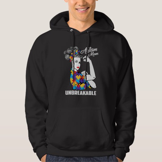 Autisme Mam Onbreekbaar Autisme Bewustmakingsgesch Hoodie (Voorkant)