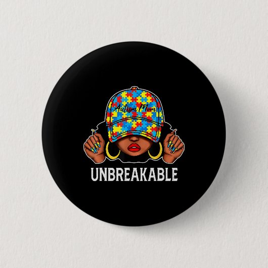 Autisme Mam Onbreekbaar Autisme Bewustmam Moeder Ronde Button 5,7 Cm (Voorkant)