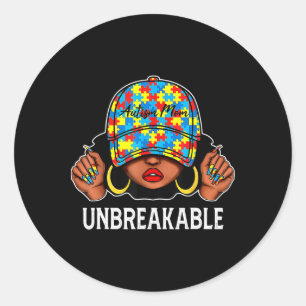 Autisme Mam Onbreekbaar Autisme Bewustmam Moeder Ronde Sticker