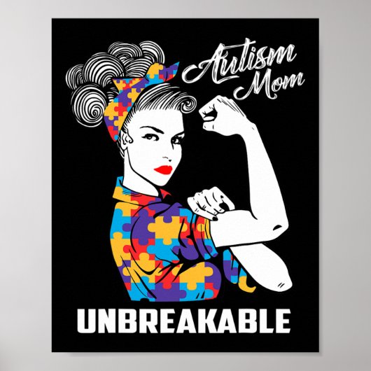 Autisme Mam Onbreekbare Autisme Awareness Gift Poster (Voorkant)