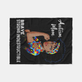 Autisme mam onverwoestbaar Autisme Awareness Black Fleece Deken (Voorkant (Horizontaal))