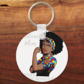 Autisme mam onverwoestbaar Autisme Awareness Black Sleutelhanger (Voorkant)