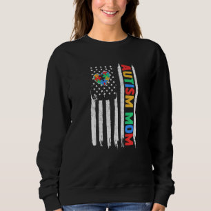 Autisme mam Puzzle Heart ons American Flag Autisti Trui