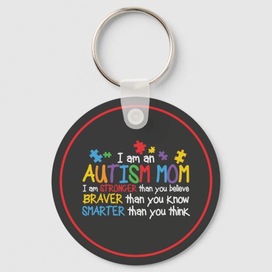Autisme Mam Stronger Braver Smarter Sleutelhanger (Voorkant)