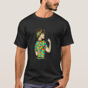 Autisme mam Tattoo Heart Puzzle Pattern Autism Awa T-shirt