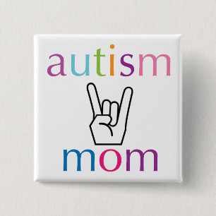 Autisme Mam Vierkante Button 5,1 Cm