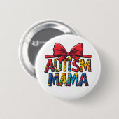 Autisme Mama Boog Coquette Mama Autisme Bewustzijn Ronde Button 5,7 Cm (Voorkant /achterkant)