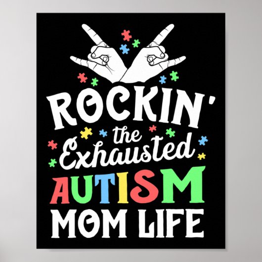 Autisme Mama Cadeau Rockin 'De Vermoeide Autisme M Poster (Voorkant)
