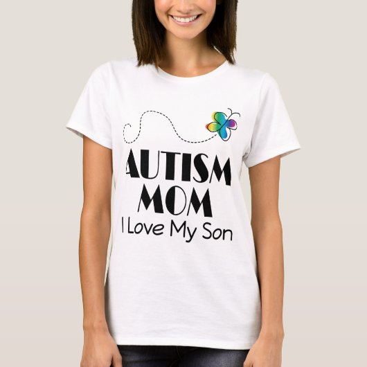 Autisme mama Ik hou van mijn zoon T-shirt (Voorkant)