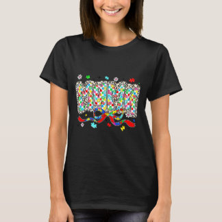 Autisme mama luipaard geruit puzzelstuk lint t-shirt