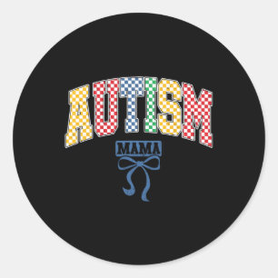 Autisme Mama Mom Coquette Bow Autisme Bewustzijn S Ronde Sticker
