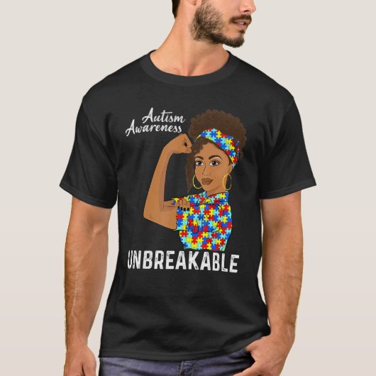 Autisme mama onbreekbare zwarte vrouwen Autisme Aw T-shirt (Voorkant)