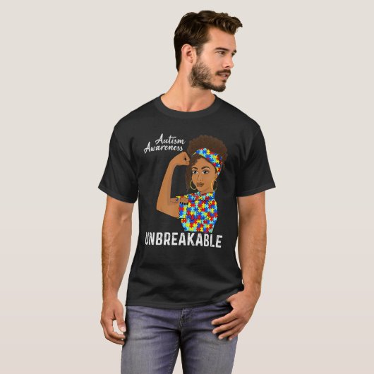 Autisme mama onbreekbare zwarte vrouwen Autisme Aw T-shirt (Voorkant volledig)