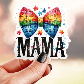 Autisme Mama Puzzel Stuk Bow Sticker