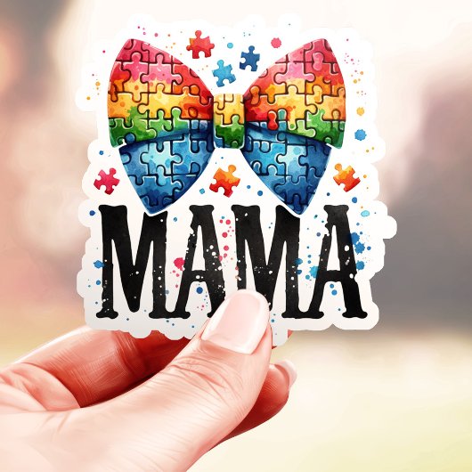 Autisme Mama Puzzel Stuk Bow Sticker