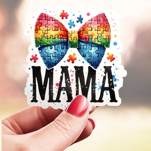 Autisme Mama Puzzel Stuk Bow Sticker