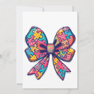 Autisme mama Puzzel Stuk Coquette Bow Ribbon Autis Feestdagenkaart