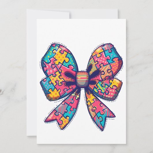 Autisme mama Puzzel Stuk Coquette Bow Ribbon Autis Kaart (Voorkant)