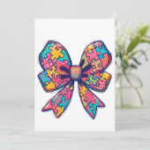 Autisme mama Puzzel Stuk Coquette Bow Ribbon Autis Kaart (Staand voorkant)