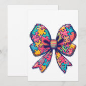 Autisme mama Puzzel Stuk Coquette Bow Ribbon Autis Kaart (Voorkant / Achterkant)