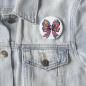 Autisme mama Puzzel Stuk Coquette Bow Ribbon Autis Ronde Button 5,7 Cm (In situ)