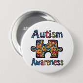 Autisme mama Puzzel Stuk Coquette Bow Ribbon Autis Ronde Button 7,6 Cm (Voorkant /achterkant)