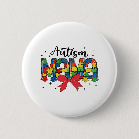 Autisme Mama - Puzzel Stuk Mama Ondersteuning Ronde Button 5,7 Cm (Voorkant)
