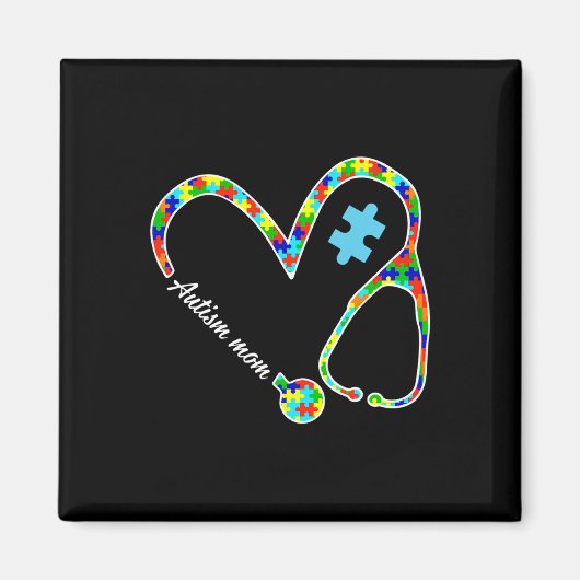 Autisme mama Puzzle Stethoscope Nurse Autism Aware Magneet (Voorkant)