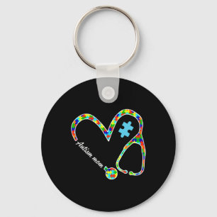 Autisme mama Puzzle Stethoscope Nurse Autism Aware Sleutelhanger