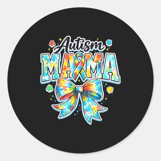 Autisme mama strik trots autisme moeder bewustzijn ronde sticker (Voorkant)