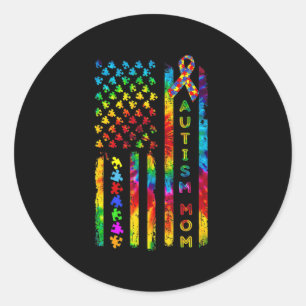 Autisme mama T-shirt Autism Awareness Tie Dye Amer Ronde Sticker