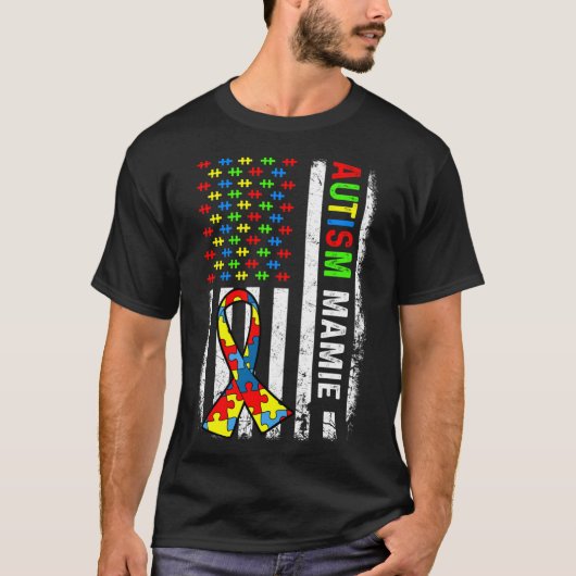 Autisme Mamie American Flag Autism Awareness Famil T-shirt (Voorkant)