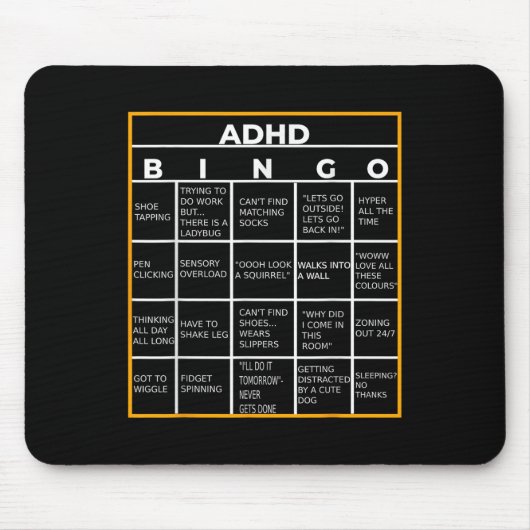 Autisme Mental Health Awareness Day Adhd Bingo Fun Muismat (Voorkant)
