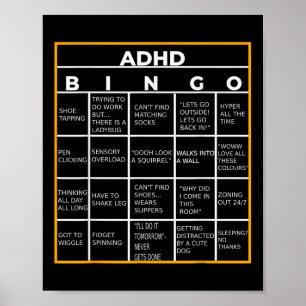 Autisme Mental Health Awareness Day Adhd Bingo Fun Poster