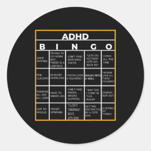 Autisme Mental Health Awareness Day ADHD Bingo Fun Ronde Sticker