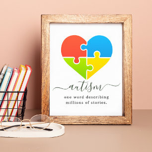 Autisme Miljoenen verhalen Hart Puzzle Poster