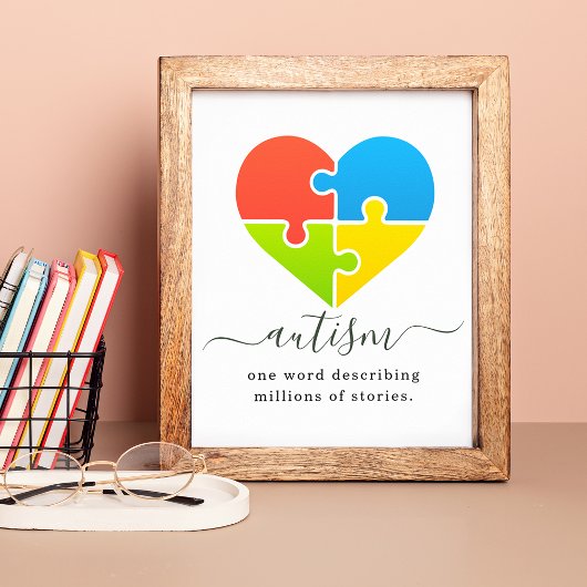 Autisme Miljoenen verhalen Hart Puzzle Poster