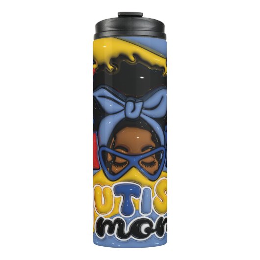 Autisme Moeder 3D Opgeblazen Tumbler Thermosbeker (Voorkant)