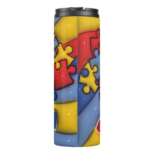Autisme Moeder 3D Opgeblazen Tumbler Thermosbeker (Achterkant)