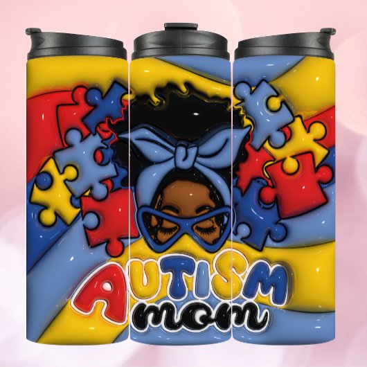 Autisme Moeder 3D Opgeblazen Tumbler Thermosbeker