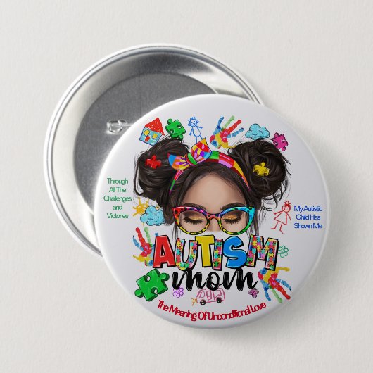 "Autisme Moeder" - Autisme Bewustzijn Button (Voorkant /achterkant)