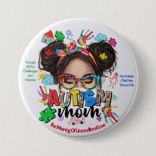 "Autisme Moeder" - Autisme Bewustzijn Button (Voorkant)