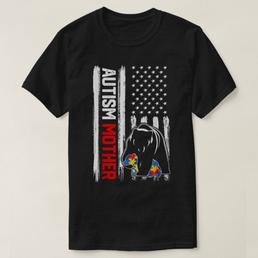 autisme Moeder Beer Amerikaanse vlag T-shirt (Design voorkant)