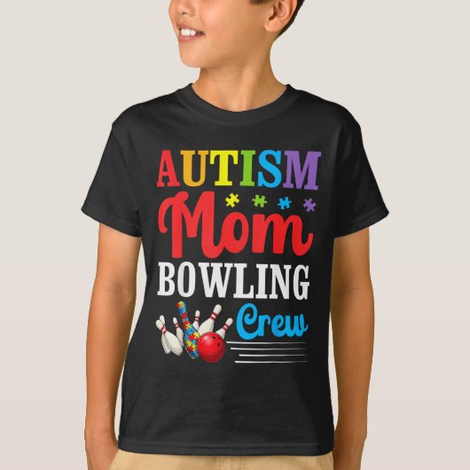 Autisme Moeder Bowling Bemanning Autisme Bewustzij T-shirt (Voorkant)